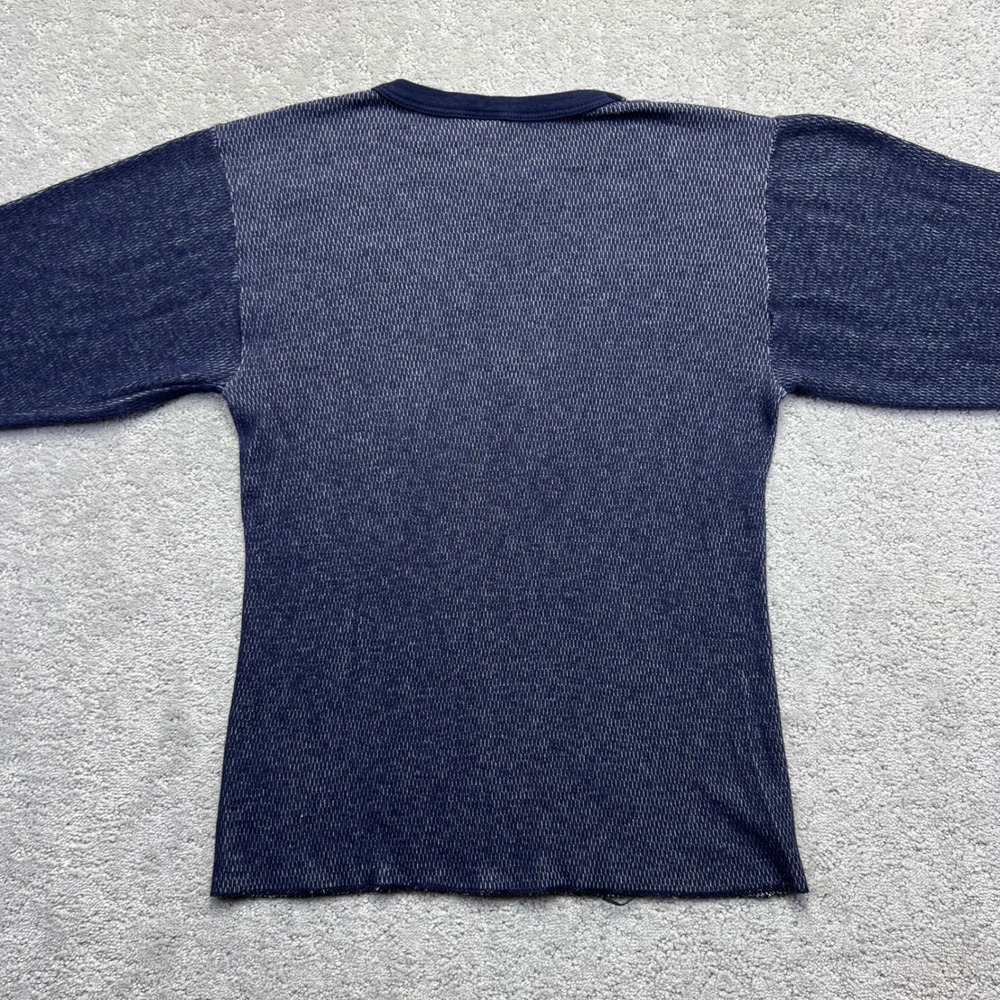 VINTAGE Glacier's‎ Edge Thermal Shirt Mens M Navy Blue Waffle Knit Long Sleeve - Picture 8 of 12